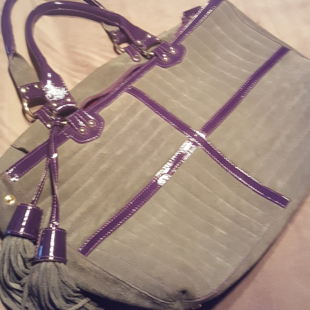 Claudia Firenze suede  & patent leather tote